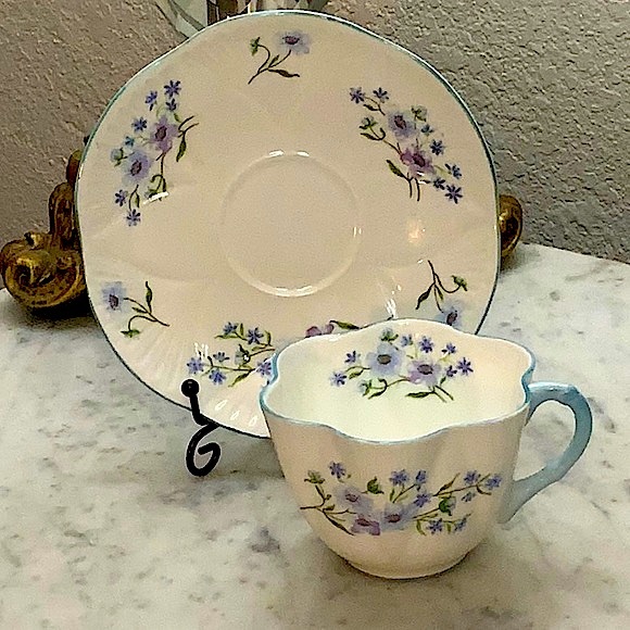 BLUE ROCK BY SHELLEY CUP & SAUCER SET VINTAGE ENGLAND FINE BONE CHINA - Picture 2 of 16